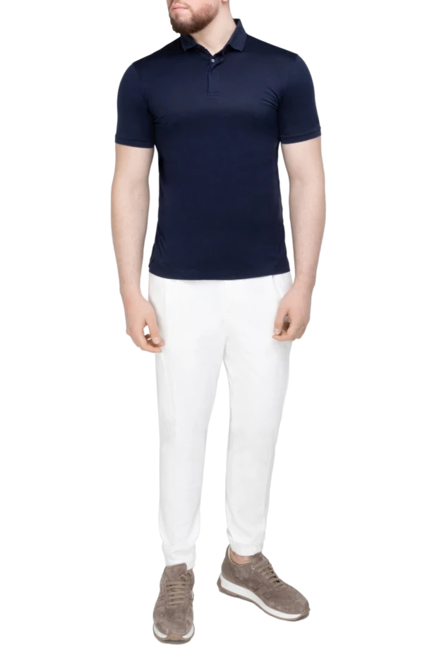 Corneliani man cotton polo blue for men купить с ценами и фото 150508 - photo 2