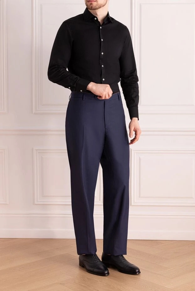 Stefano Ricci ерлердің көк жүнді және кашемир шалбары 150514 - фото 3