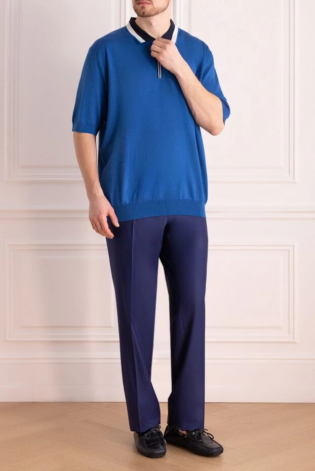 Stefano Ricci жеңіл жүннен қанық көк реңктегі классикалық шалбар 150515 - фото 2