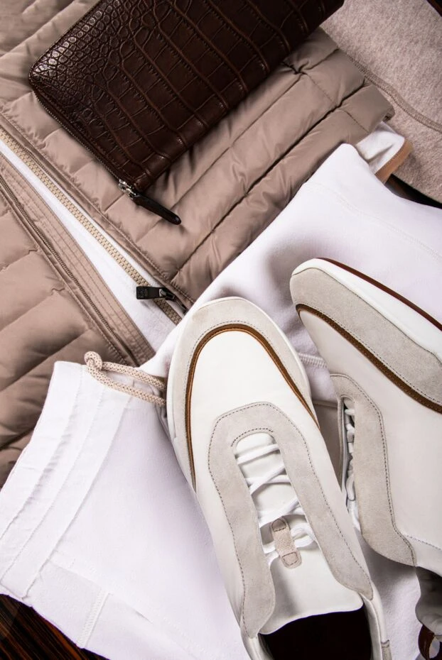 Men's Modular Walk sneakers in white and gray with a contrasting brown stripe - photo 2