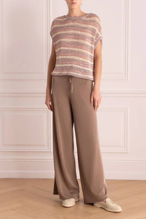 Re Vera woman brown silk and linen trousers for women купить с ценами и фото 150595 - photo 2