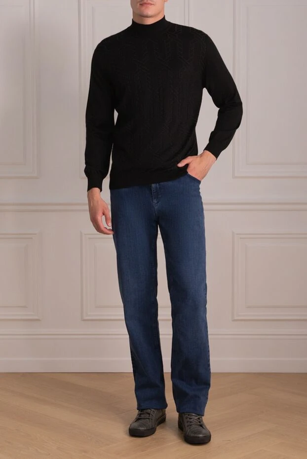 Zilli man men's jumper with a high stand-up collar made of cashmere and silk, black купить с ценами и фото 150620 - photo 2