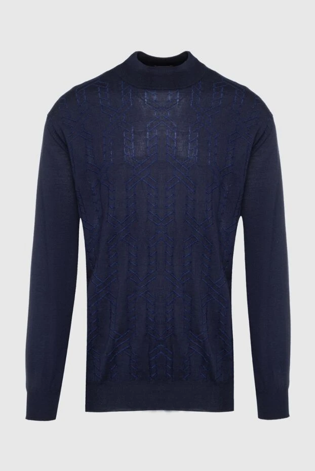 Zilli man men's jumper with a high stand-up collar, cashmere and silk, blue купить с ценами и фото 150621 - photo 1