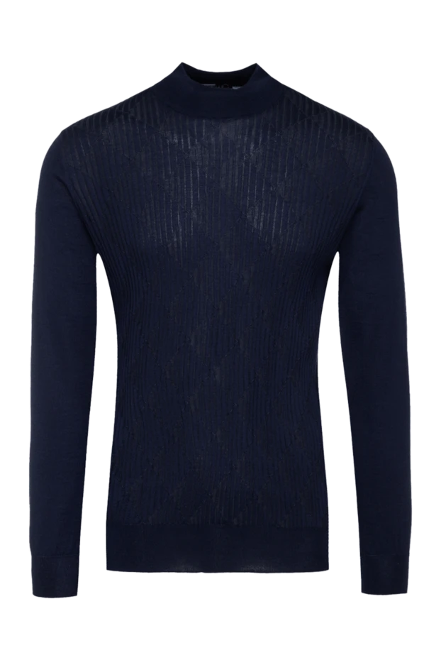 Zilli man men's jumper with a high stand-up collar, cashmere and silk, blue купить с ценами и фото 150626 - photo 1