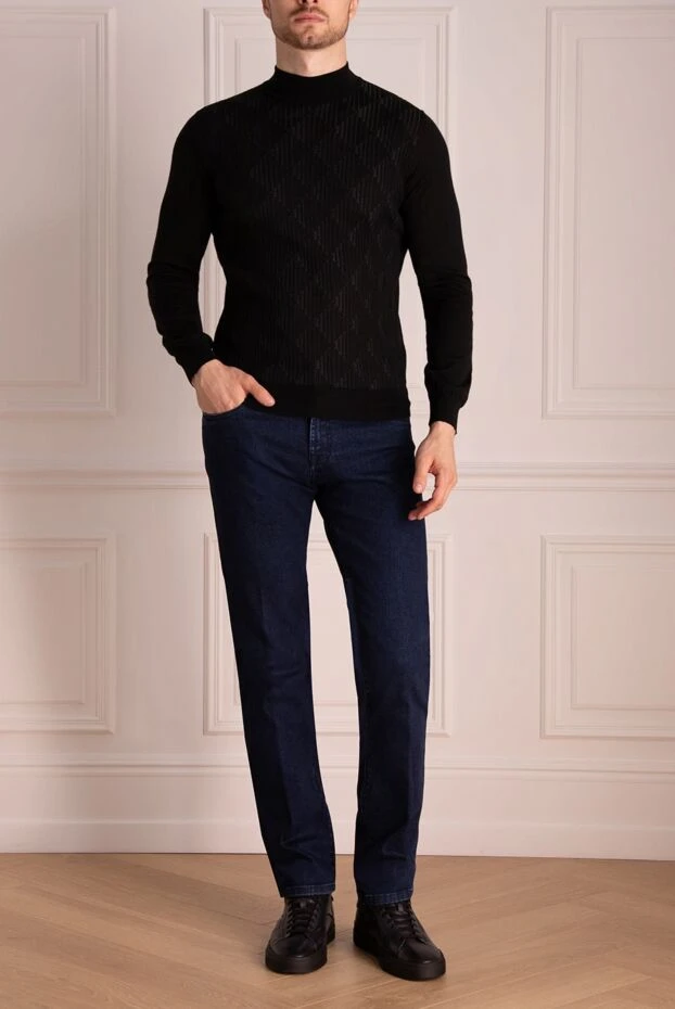 Zilli man men's jumper with a high stand-up collar made of cashmere and silk, black купить с ценами и фото 150628 - photo 2