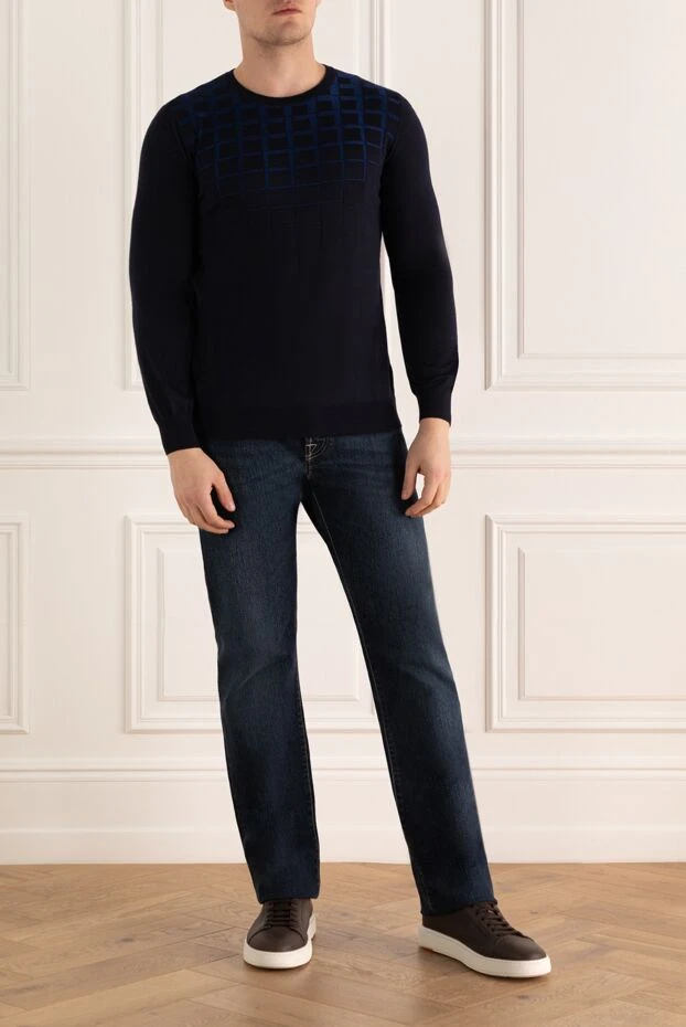 Zilli man cashmere and silk jumper blue for men купить с ценами и фото 150629 - photo 2