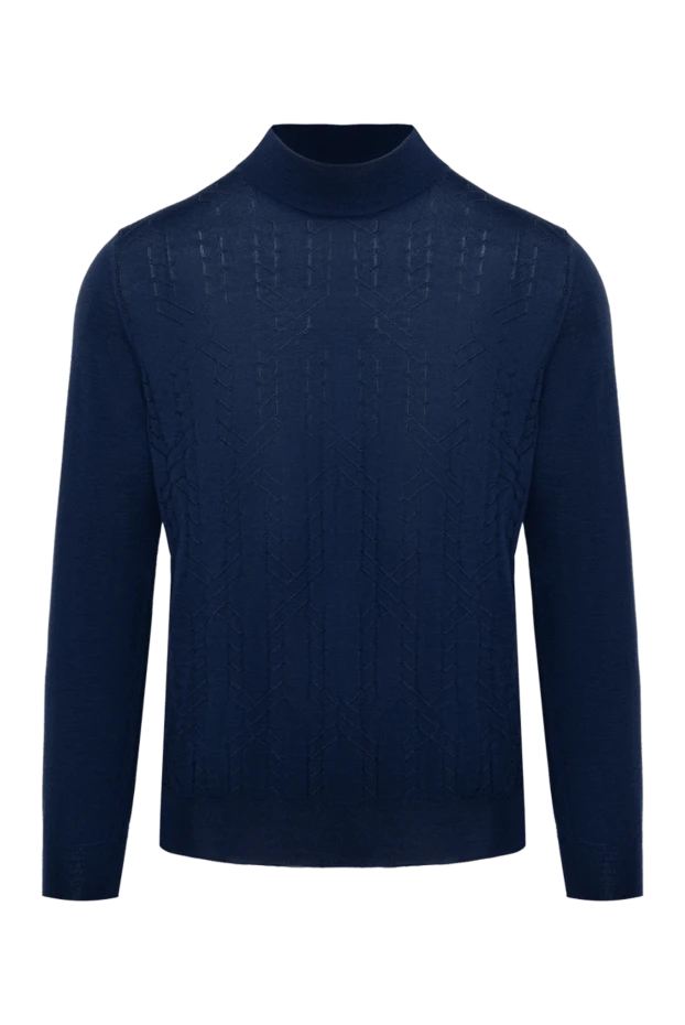 Zilli man men's jumper with a high stand-up collar, cashmere and silk, blue купить с ценами и фото 150633 - photo 1