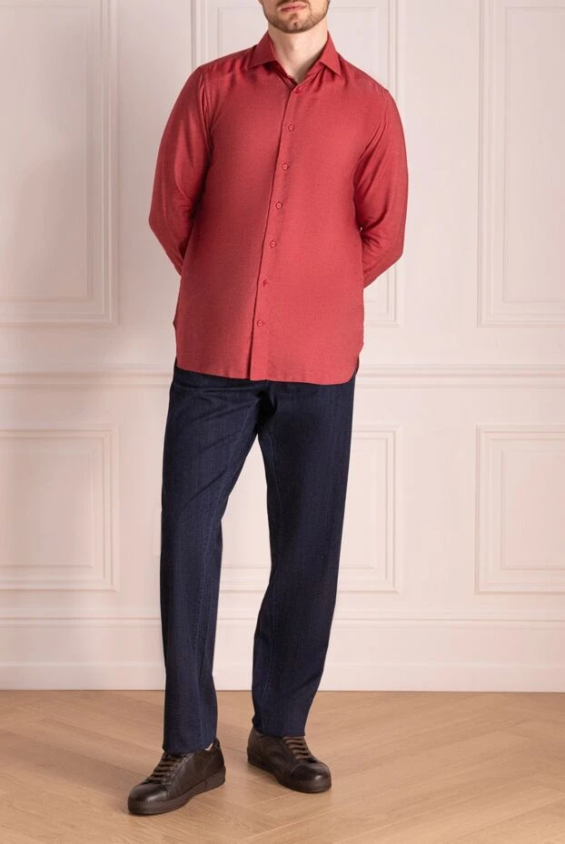 Zilli man red cashmere and cotton shirt for men купить с ценами и фото 150644 - photo 2