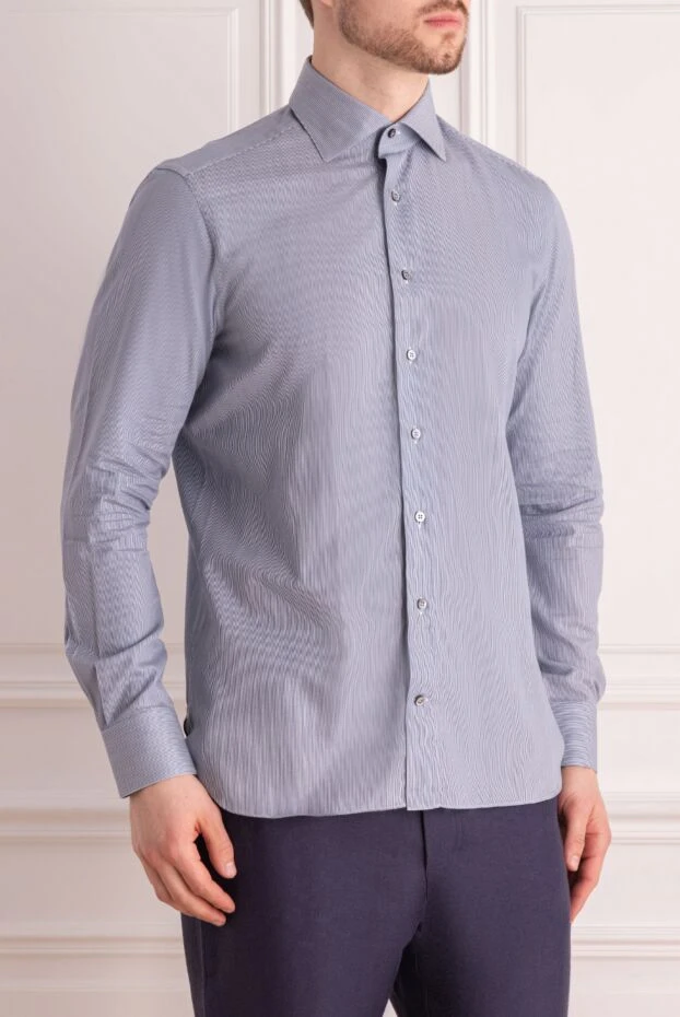 Zilli men's tailored shirt in gray with micro stripes
 150646 - photo 3