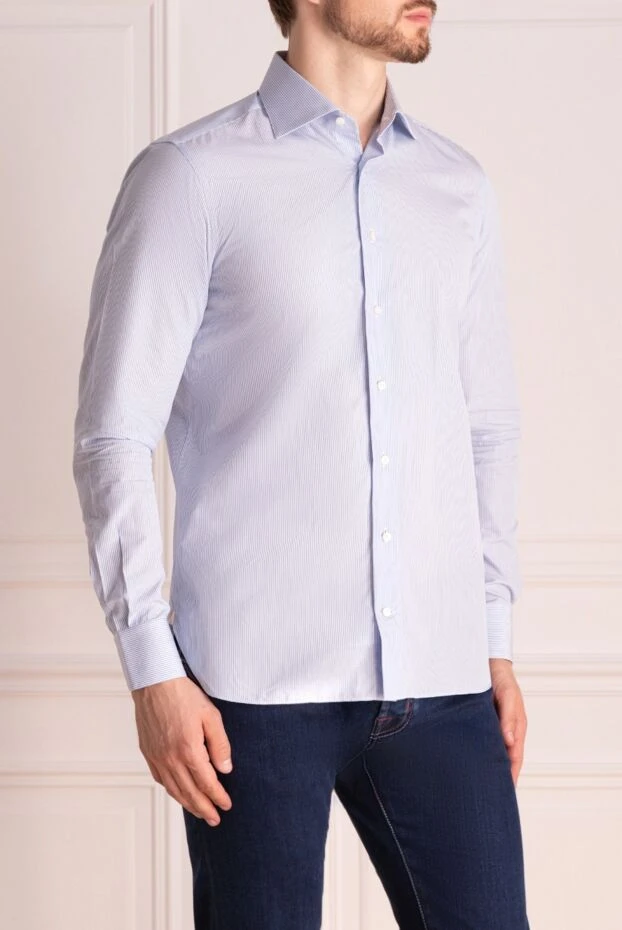 Zilli man blue cotton shirt for men купить с ценами и фото 150648 - photo 2