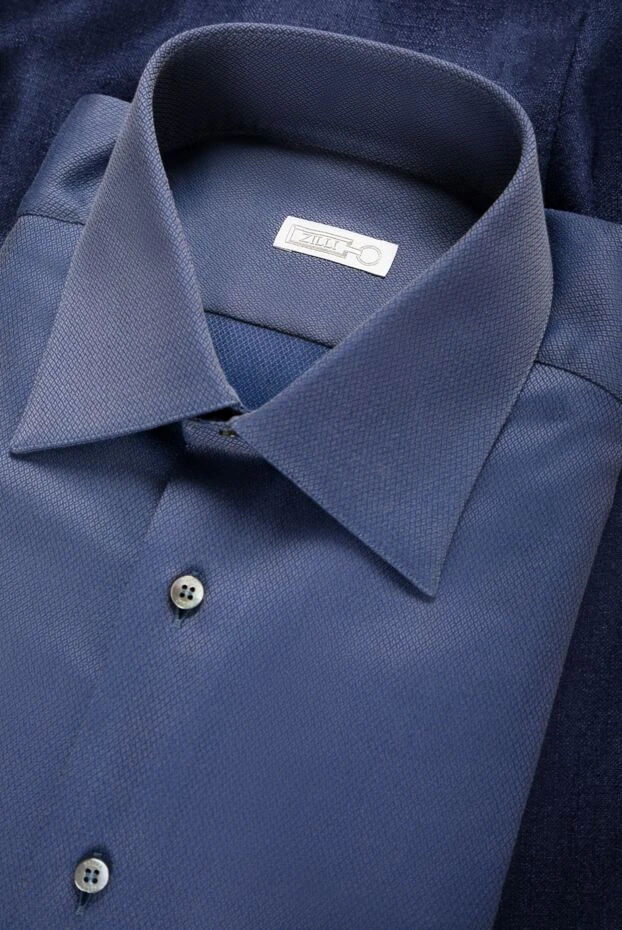 Zilli a stylish men's shirt in rich indigo with a shimmering fabric.
 150654 - photo 2