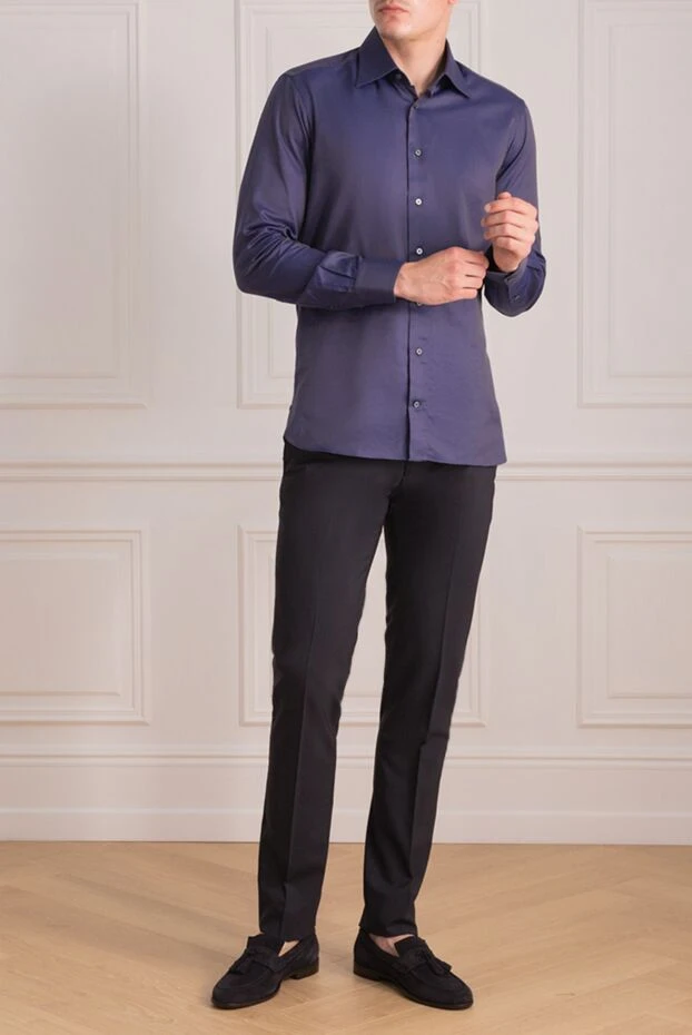 Zilli man violet cotton shirt for men купить с ценами и фото 150654 - photo 2