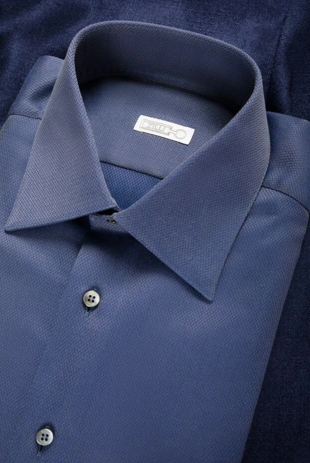 Zilli a stylish men's shirt in rich indigo with a shimmering fabric.
 150654 - photo 3