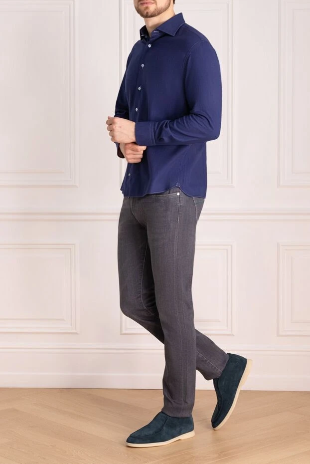 Zilli man blue cotton shirt for men купить с ценами и фото 150656 - photo 2