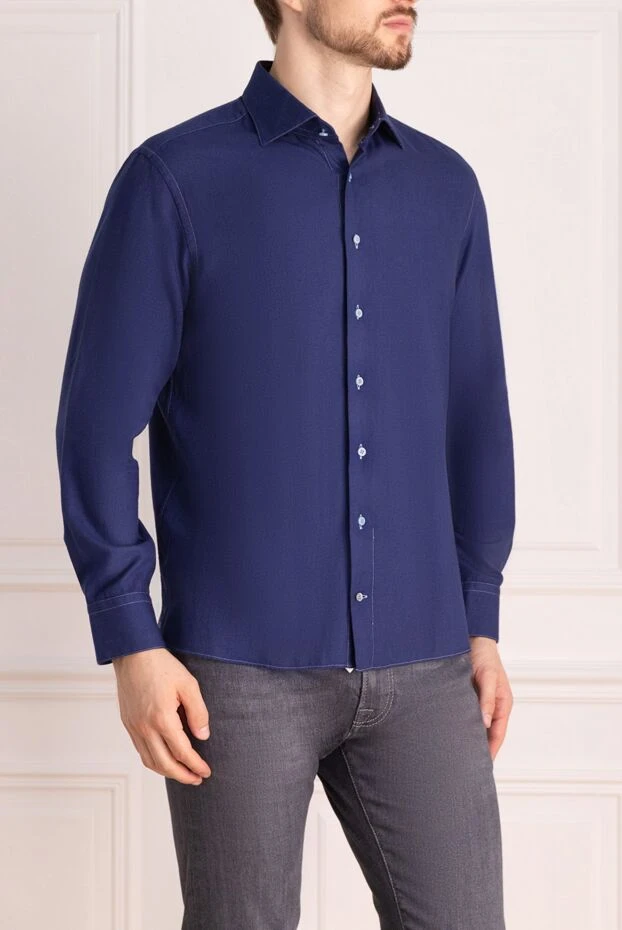 Zilli men's classic cotton shirt in dark blue
 150656 - photo 3