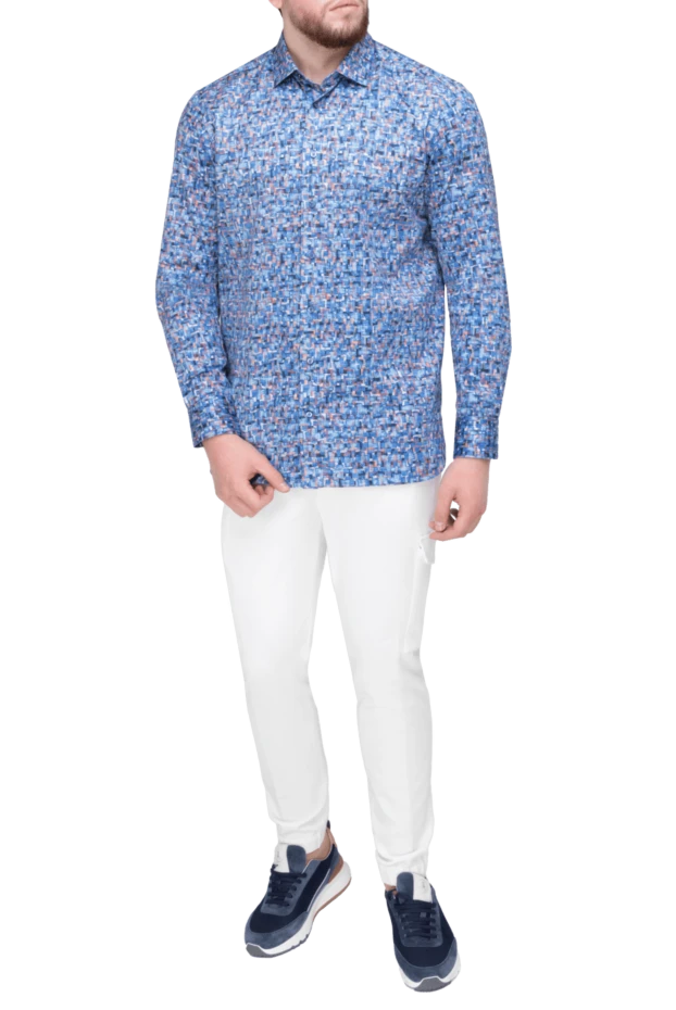 Zilli man blue cotton shirt for men купить с ценами и фото 150657 - photo 2