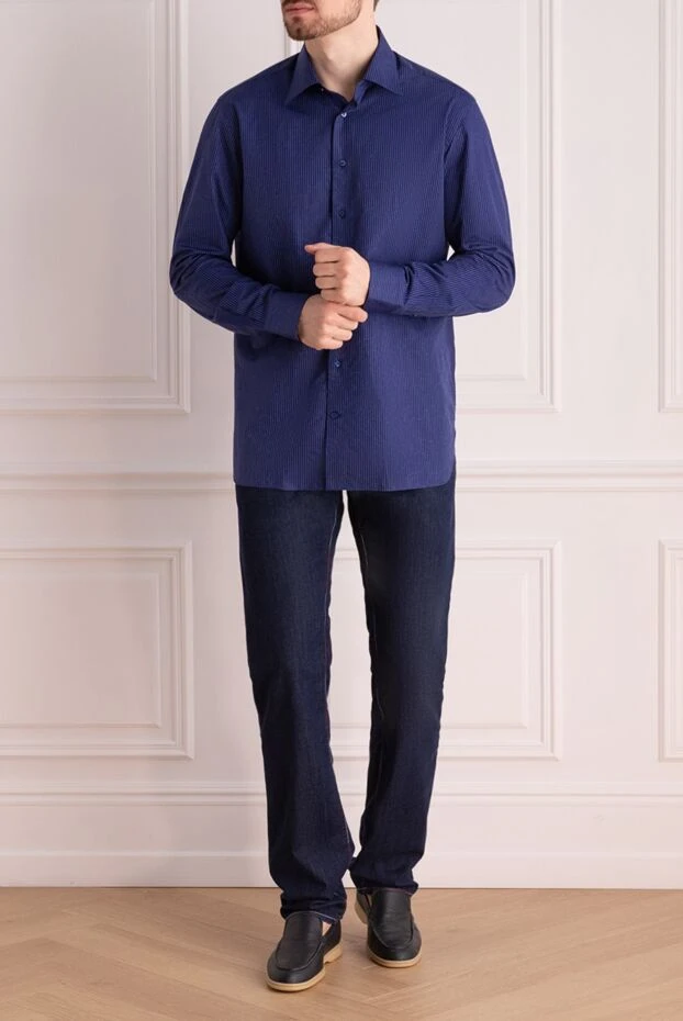 Zilli man blue cotton shirt for men купить с ценами и фото 150660 - photo 2