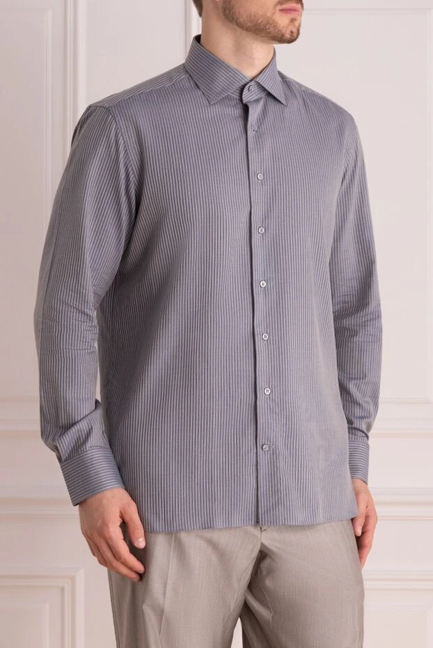 Zilli blue cotton and cashmere shirt for men 150663 - photo 3