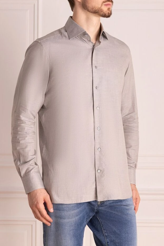 Zilli men's gray cotton and cashmere shirt 150665 - photo 3