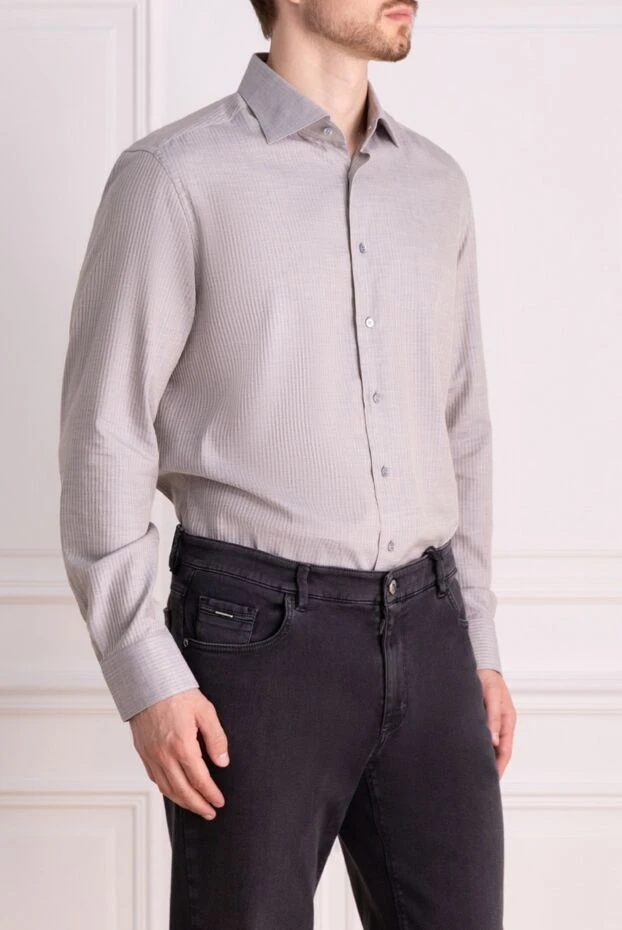 Zilli gray straight-leg shirt with a geometric pattern
 150666 - photo 3