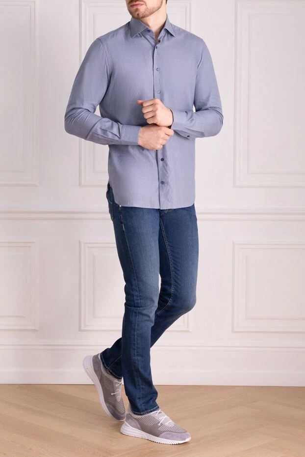 Zilli man blue cotton shirt for men купить с ценами и фото 150667 - photo 2