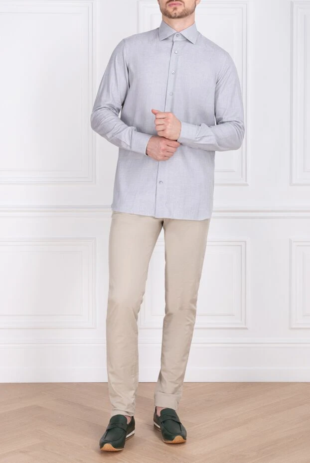 Zilli man men's gray cotton and cashmere shirt купить с ценами и фото 150669 - photo 2