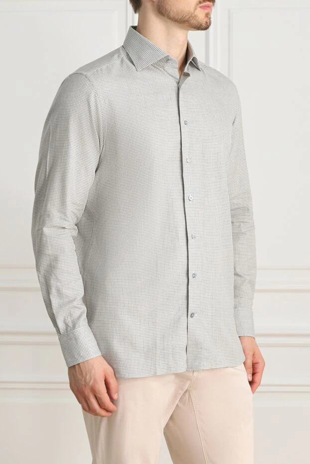 Zilli man men's gray cotton and cashmere shirt 150670 - photo 3