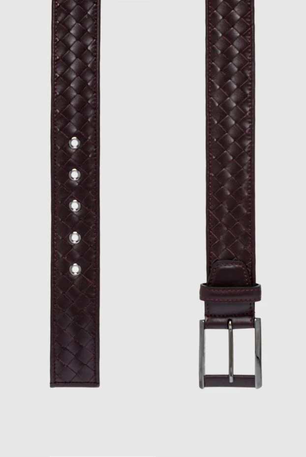 Cesare di Napoli қоңыр-бордо өрілген эффектілі былғары белдік ерлерге арналған 150689 - фото 3