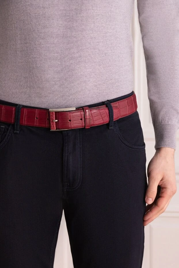 Cesare di Napoli man red crocodile leather belt for men купить с ценами и фото 150701 - photo 2