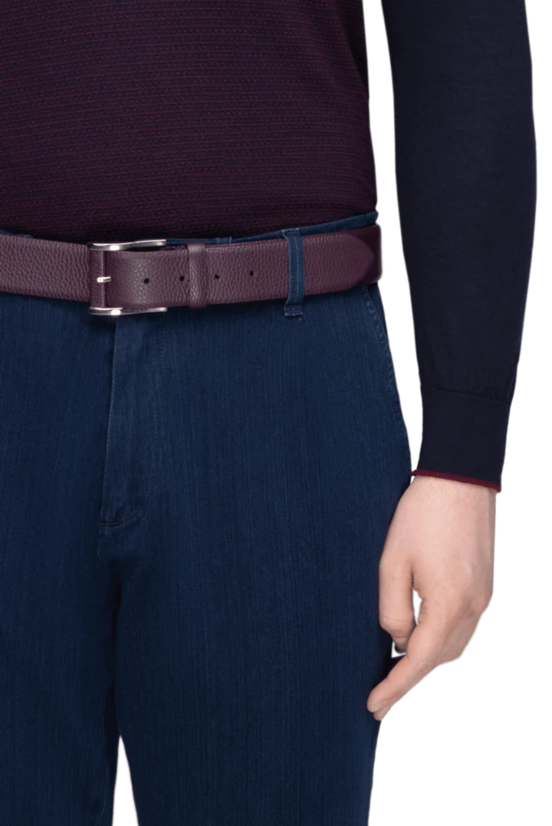 Cesare di Napoli man leather belt burgundy for men купить с ценами и фото 150745 - photo 2