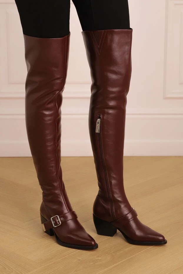 Chloe woman burgundy leather boots for women купить с ценами и фото 150797 - photo 2