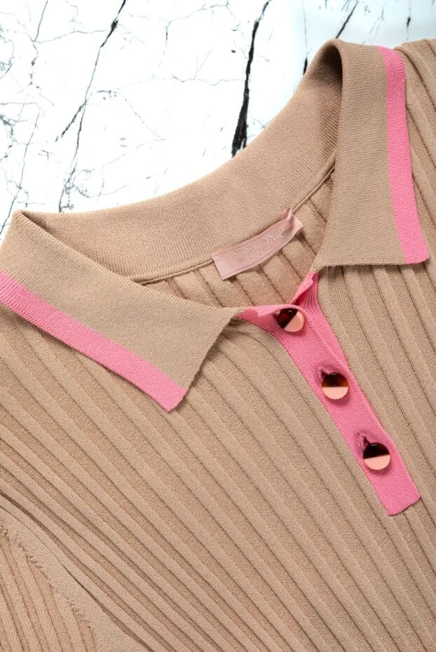DROMe women's blouse with pink stripes beige 150821 - photo 2