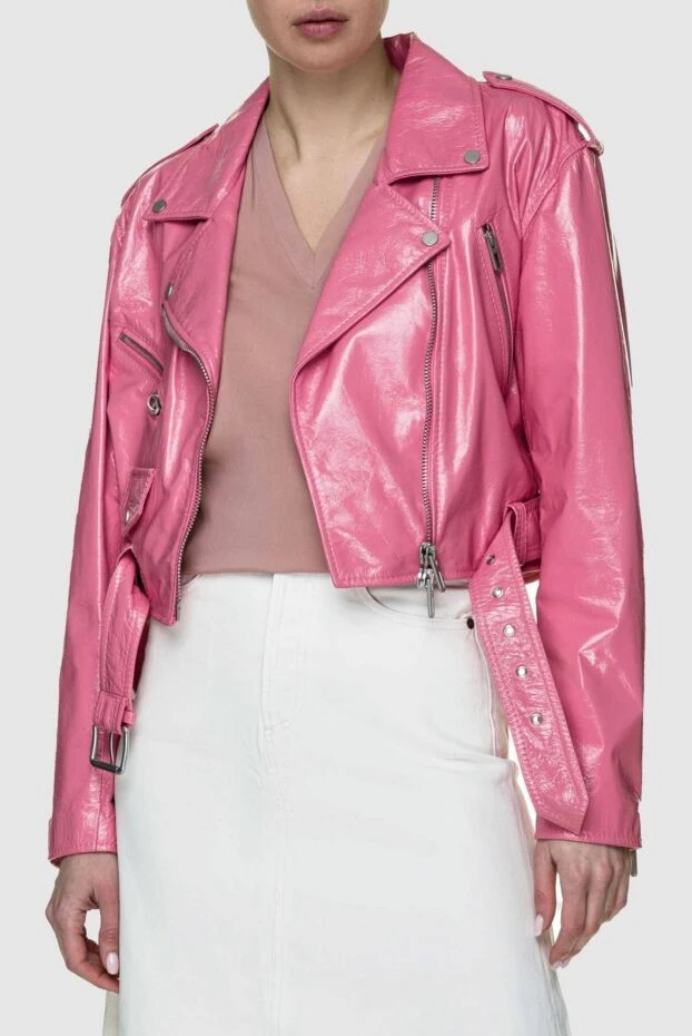 DROMe woman women's pink genuine leather jacket купить с ценами и фото 150822 - photo 2