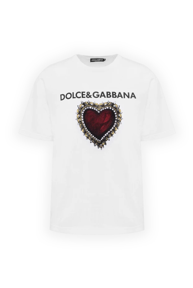 Dolce & Gabbana Ерлердікі ерлерге арналған ақ мақтадан жасалған футболка купить с ценами и фото 150855 - фото 1