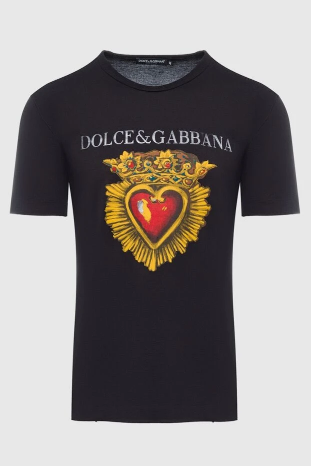 Dolce & Gabbana Ерлердікі ерлерге арналған қара мақтадан жасалған футболка купить с ценами и фото 150856 - фото 1