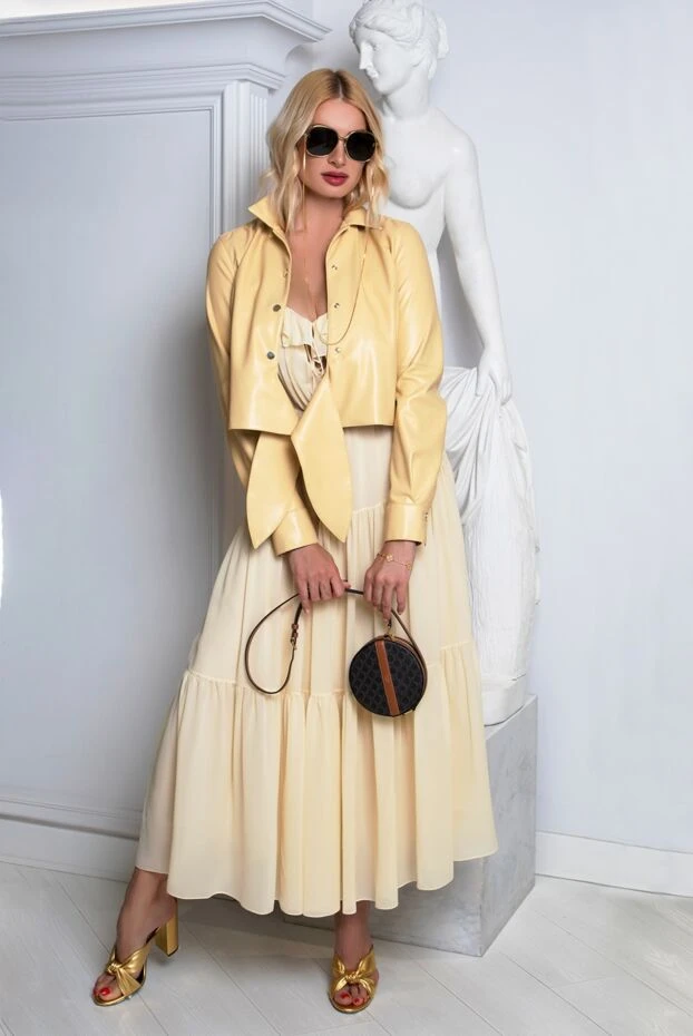 Saint Laurent мюли из кожи желтые женские на высоком каблуке 150863 - фото 2