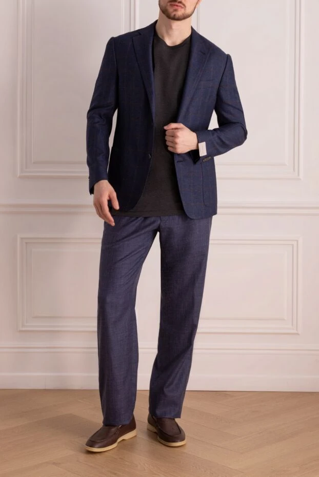 Corneliani man blue silk and cotton jacket for men купить с ценами и фото 150868 - photo 2