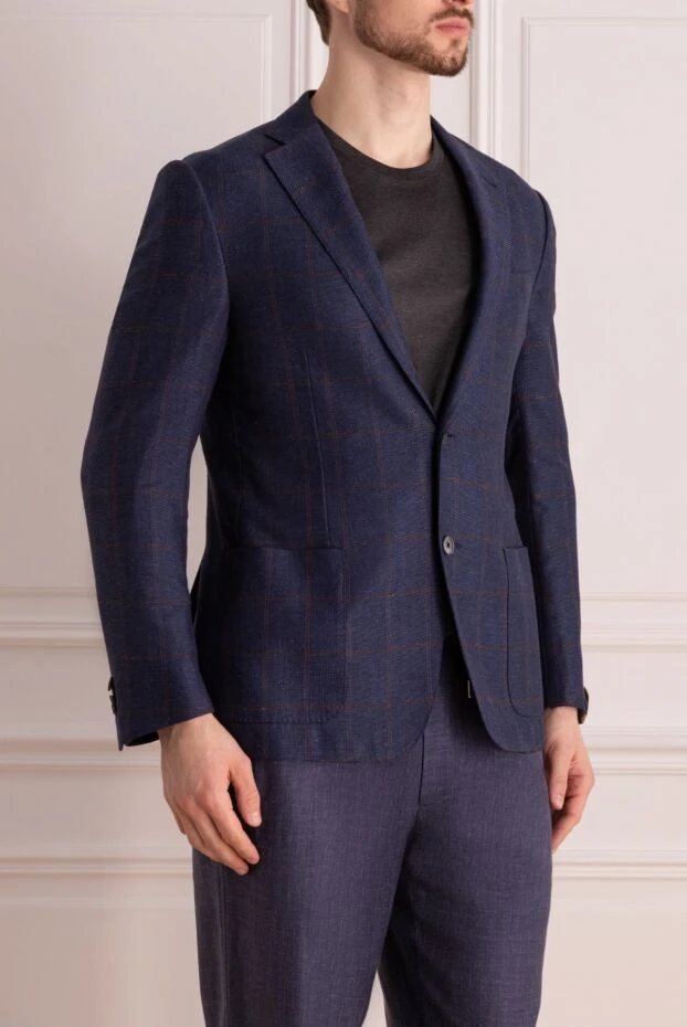 Corneliani ерлерге арналған көк жібек пен мақтадан жасалған күрте 150868 - фото 3