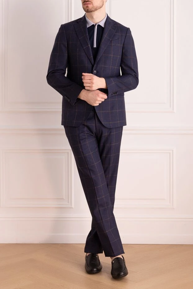 Sartoria Latorre man men's suit made of wool, silk and linen blue купить с ценами и фото 150873 - photo 2