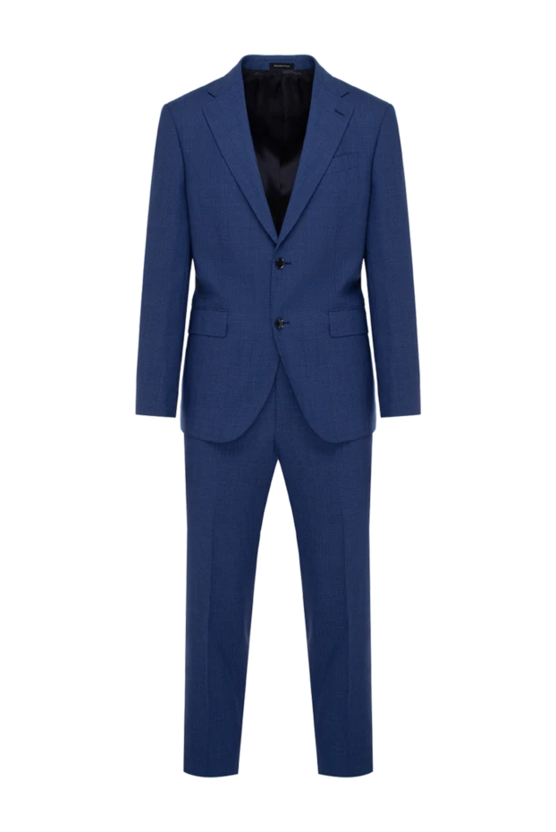 Textured wool blue suit men's - photo 1