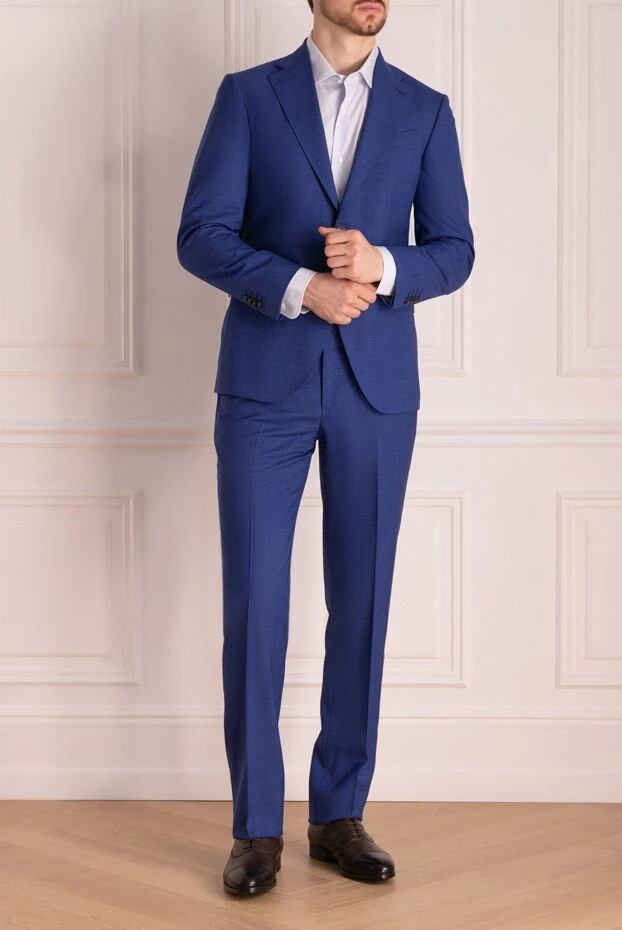 Sartoria Latorre man men's suit made of wool, blue купить с ценами и фото 150884 - photo 2