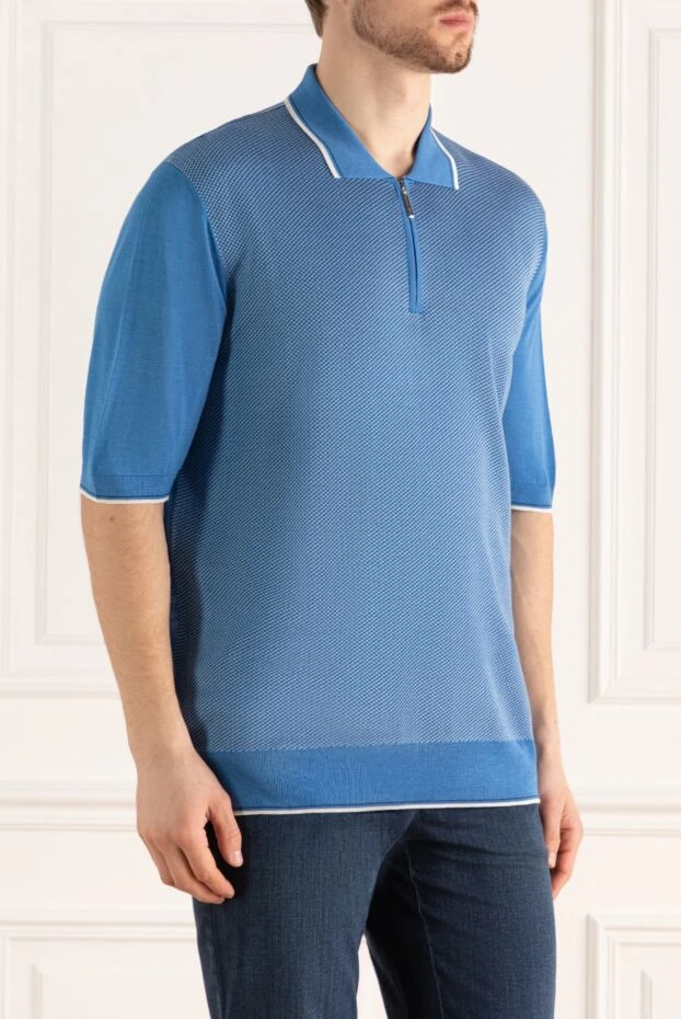Stefano Ricci men's zipped polo shirt in jersey with a textured woven pattern 150910 - photo 3