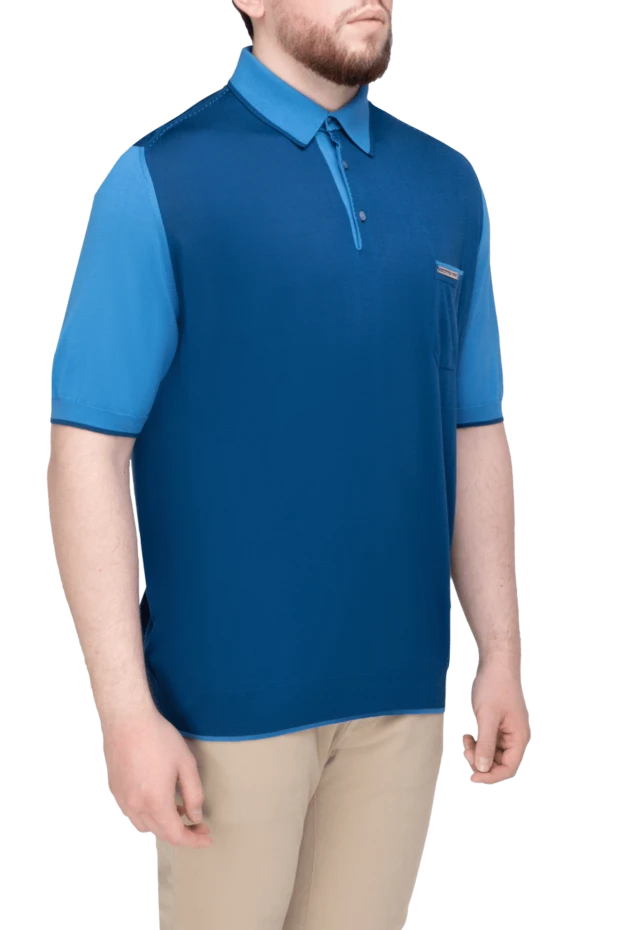 Stefano Ricci поло из шелка синее мужское 150913 - фото 3