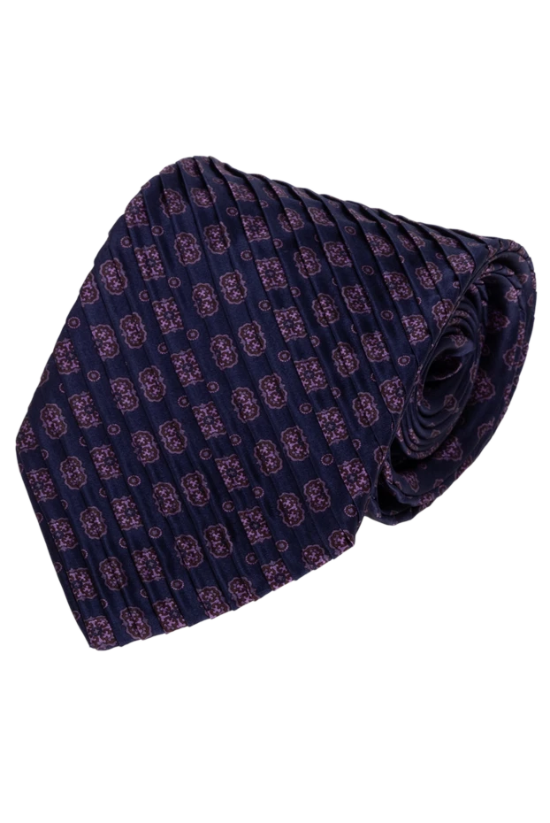 Dark blue silk tie with a repeating decorative element - photo 1