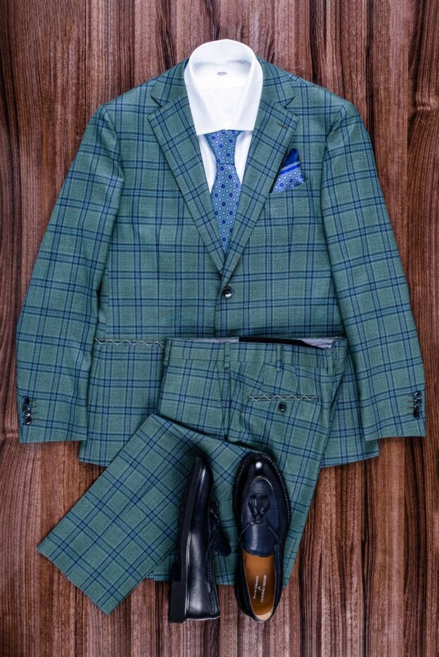 Геометриялық өрнегі бар көк жібек галстук - фото 2