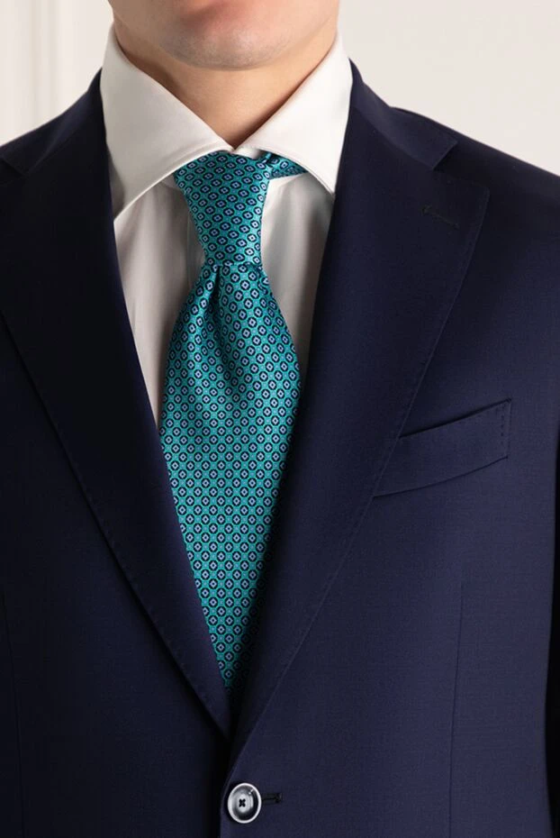 Stefano Ricci turquoise silk tie with a small pattern 150923 - photo 2