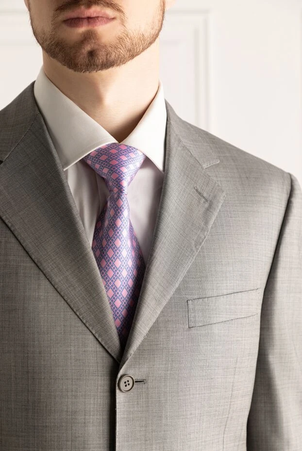 Stefano Ricci silk pink tie with geometric check pattern 150935 - photo 2