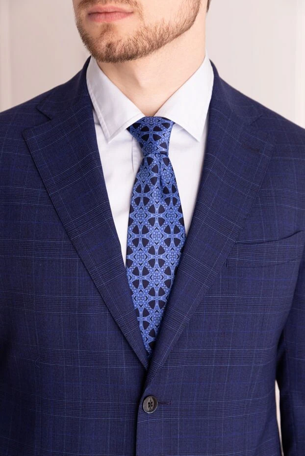 Ерлерге арналған көк жібек галстук - фото 2