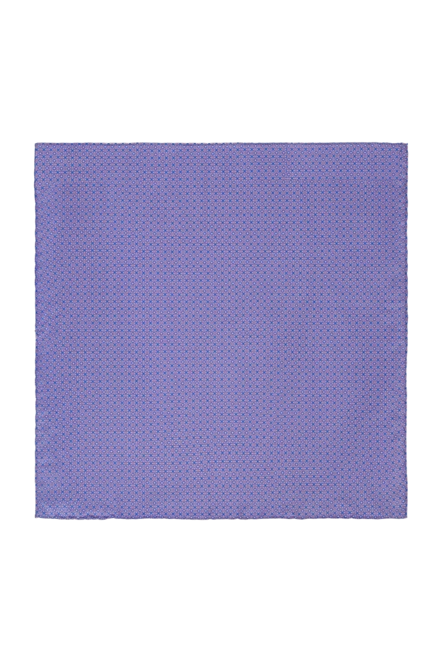 Шелковая пушетте синего цвета с геометрическим микроузором - фото 1