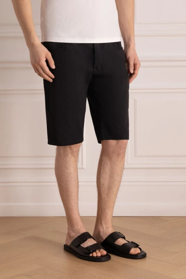 Bro-Ship артқы жағында сәндік патч бар қара мақта шорт
 151052 - фото 3